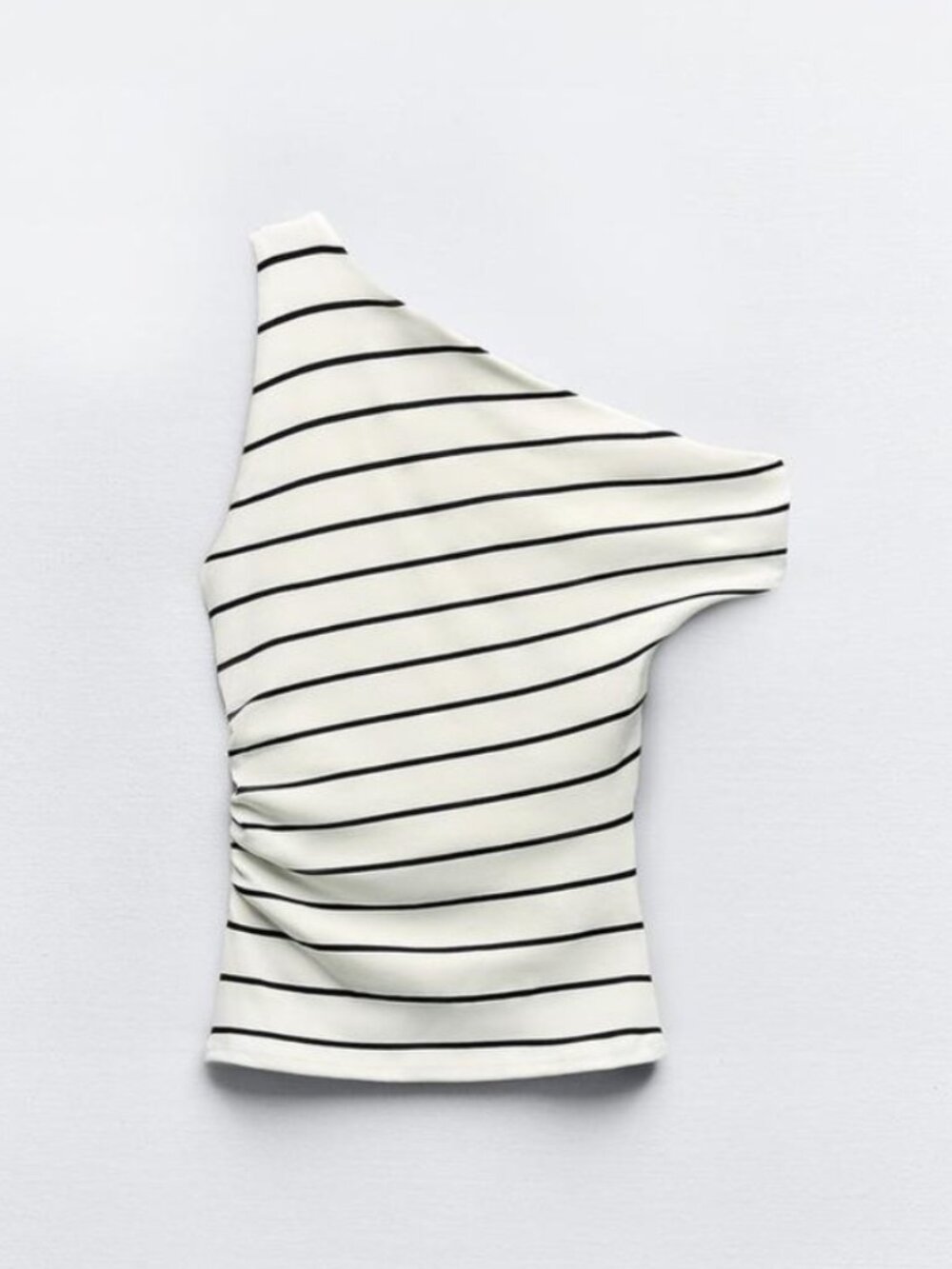 NWOT - Zara Asymmetrical Striped Ruched Top - Size Large